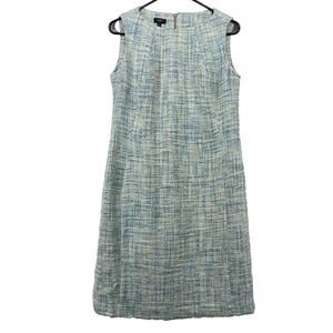 Talbots Size 14P‎ Tweed Sheath Dress Baby Blue Preppy Classic Sleeveless Career